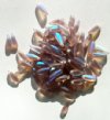 100 3x11mm Matte Transparent Light Amethyst AB Dagger Beads